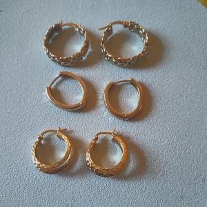 Technibond Byzantine Hoop earrings & 2 additional pairs of hoops